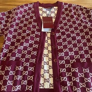 Gucci Burgundy GG Cardigan